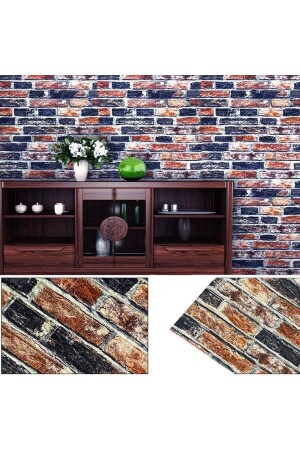70x38cm 3d Dark Blue Tile Brick Pattern Self Adhesive Sponge Wall Panel Paper - Renkli Duvarlar