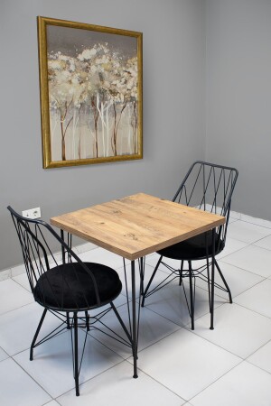 70x70 Baklava Wire Chair Set for 2 People Kitchen Table - Dining Table - Cafe Table - Nur Metal