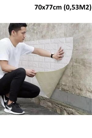 70x77cm(0-53M2) Self Adhesive White Flexible Sponge White Brick Wallpaper Panel Foam - Bien Home