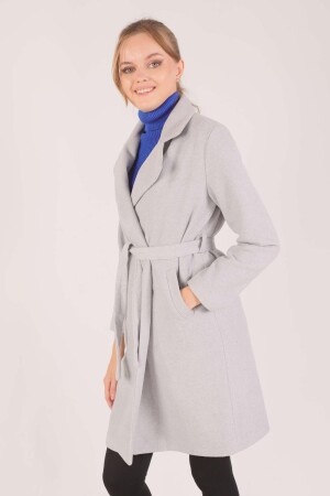 7149a Waist Tied Long Coat Gray L - Rays