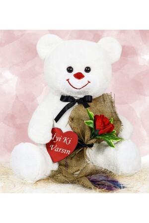 75 cm Cute Teddy Bear Holding a Rose in His Hand, Thank You - Pandamkee