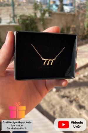 777 Engelszahl-Silberkette mit Geschenkbox. 925 Karat vergoldete Engelszahl-Halskette LCN-101-111 - Lucente Jewellery