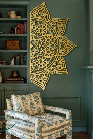 78*147 Cm - Gold - Metal Islamic Patterned Mandala Wall Painting - Islamic Patterned Metal Painting - Wam163 - Wall Art İstanbul