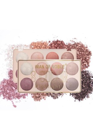 8 Color Pearlescent Highlighter Eyeshadow Palette Cream Color 843d No:1 - Iman Of Noble