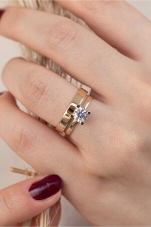 8 Karat Gold Ehering Solitär Damenring - Oroline Jewelry