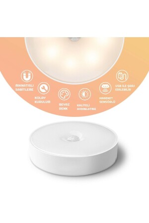 8 LEDs Daylight Yellow Color Motion Sensor USB Rechargeable Led Light Lamp - Unichrome