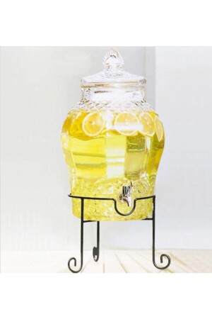 8 Liter Glass Water Dispenser with Tap, Sherbet Bowl and Demijohn with Metal Legs (PEROTTİ) 888 - Paçi