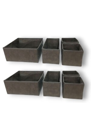 مجموعة منظمة الجرافات من 8 قطع من MNZ-Anthracite - مجموعة صناديق الخزانات متعددة الأغراض - Balkan Room