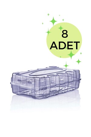 8 Pack Navy Blue Transparent Women's Shoe Box Premium MRD726 - Gretta