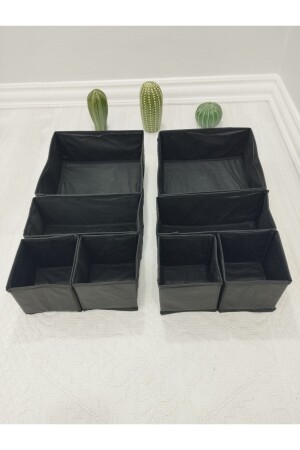 8-Piece Black Drawer Organizer Set - Multi-Purpose Cabinet Box Set - Balkan Room