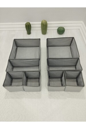 8-Piece Gray Drawer Organizer Set - Multi-Purpose Cabinet Box Set - Balkan Room