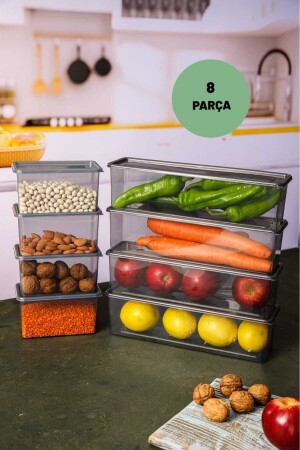 8-Piece Smoked Storage Container RP-0061 - ray plastik