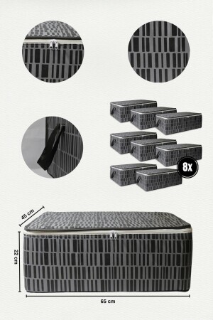 8-Piece Sofa Bed Base Type Pillow Clothes Storage Storage Storage Storage Bag - Under Base Storage Bag Zebra Pattern (GRAY) - Adarya