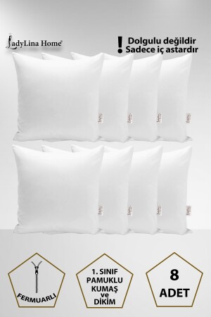 8-Piece Throw Pillow Inner Lining - Cotton Throw Pillow Throw - Throw Pillow Mattress - Pillow Case (35X45-45X45-50X50) - Ladylina Home