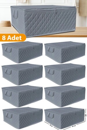8 Pieces - Anthracite Large Size Bed Base and Sofa Bed Type Storage Bag 64 X 45 X 22 Cm - Serstil