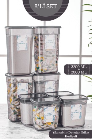 8 Pieces Clov Mega Labeled Powder and Tablet Detergent Storage Container Rectangular Storage Box 2 Lt-3.2 Lt MCH-912 - Meleni Home