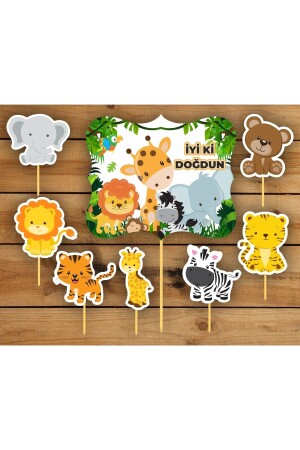 8 Pieces Cute Animals Safari Cupcake Cake Decoration Decoration Thick Paper With Toothpicks - Printiks