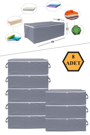 8 Pieces - Large Size Bed Base and Sofa Bed Type Storage Bag 60x40x22 (ANTHRACITE) - Nutex