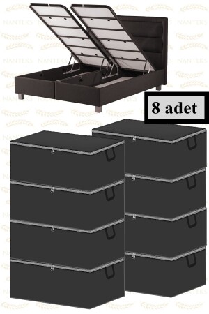 8 Pieces Under Base Sofa Bed Type Storage Bag 60x40x22(GREY) - Nutex