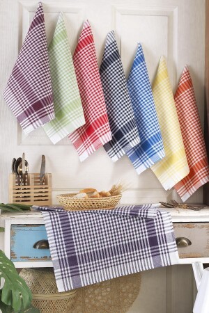 8-teiliges Gingham-Trockentuch, 50 x 70 cm - Lena
