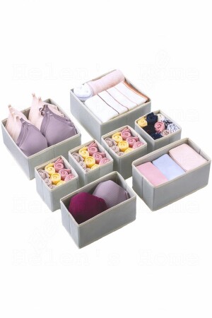 8-teiliges Schubladen-Organizer-Set in Grau - Helen's Home