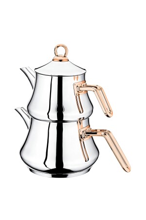 8076 L Größe 4-teilige Edelstahl-Teekanne Kupfer 8076-B-L - Oms