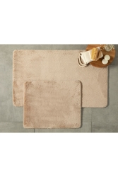 80x50-50x40 Bej Banyo Paspas Takımı Ikili Peluş Kaymaz Taban Yıkanabilir PASPAS2LITAKIM - Santa Clara
