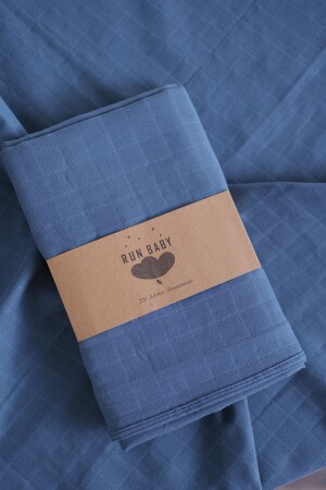 80x90cm Oeko-tex Certified Muslin Baby Blanket with 1 Scarf as a Gift - Navy blue runbaby muslin blanket 80x90 - runbaby