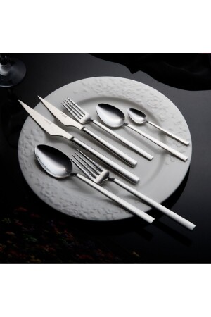 84 Pieces 12 Person Ortaköy Steel Fork Spoon Knife Set (SİLVER) - Evren