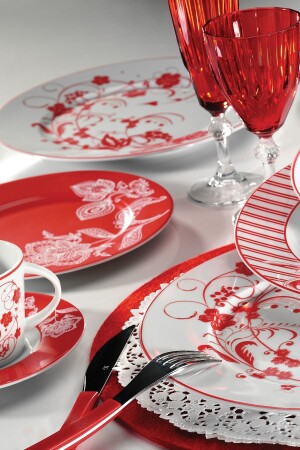 8673 Pattern 24 Piece Dinner Set for 6 People IR24Y24308673 - Kütahya Porselen