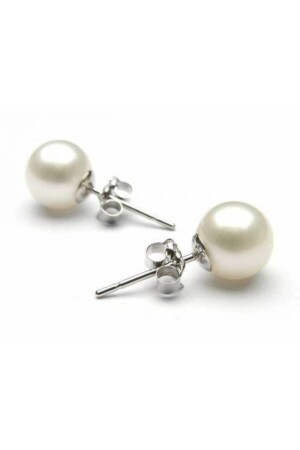 - 8mm. Original Majorca Pearl Silver Earrings Gift for Lover SM0000004540 - Aşina Gümüş