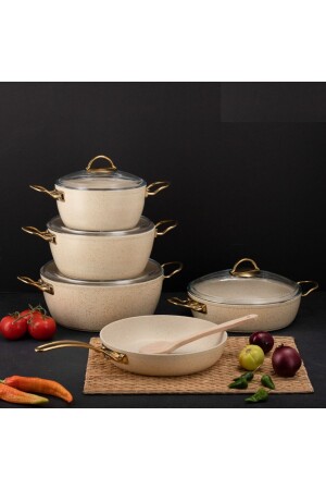 9 Piece Cream Ezme Series Pot Set - Evren
