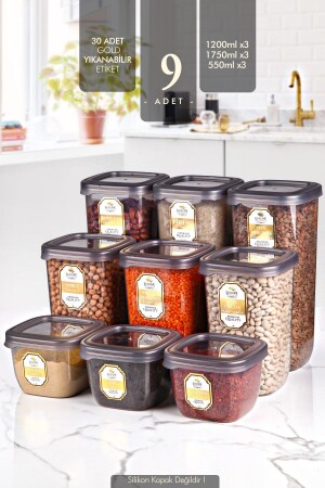 9-Piece Labeled Square Food Storage Container Set - Kitchen Life
