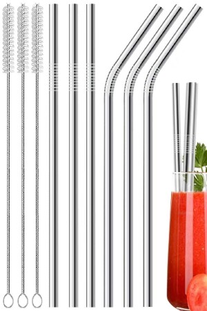 9 Piece Metal Straw Set Stainless Steel Straw And Straw Pipette Cleaning Brush - Kitchen Beauty