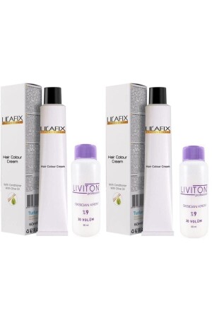 9-0 Sarı Saç Boyası 60 Ml. ( 2 Adet ) Liviton 30 Volüm Oksidan 60 Ml. ( 2 Adet ) - Lilafix