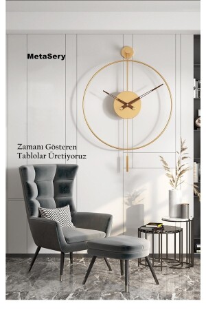 90 cm Gold Tiktok, Walnuss 35 cm Skorpion-Minutenzeiger, moderne dekorative Metallwanduhr plus90g - MetaQuartz Aksesuar
