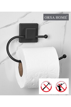 903 Square Adhesive WC Paper Holder Matte Black - ORSA HOME