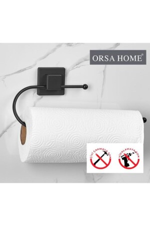 904 Square Adhesive Paper Towel Holder Black - ORSA HOME