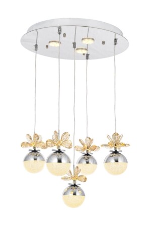 9178-4+1+3R Chrome Powerled 5-Piece Chandelier 9178-4+1+3R CHROME - Eray Aydınlatma