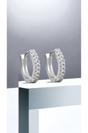 925 Ayar Gümüş 12 Mm Zirkon Taşlı Küpe - Jelux Silver