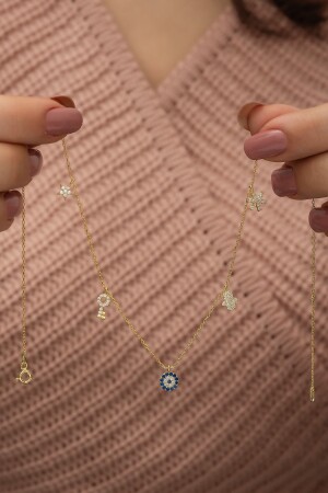 925 Carat Gold Lucky Necklace Women's Silver Necklace - Nereze