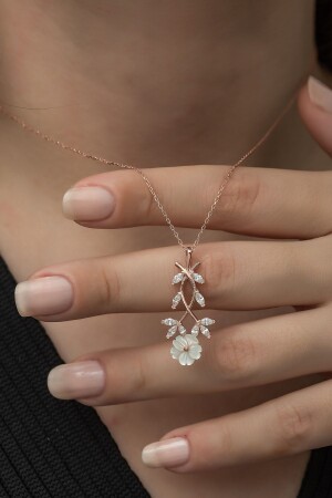 925 Sterling Magnolia Flower Necklace Women's Silver Necklace TRDYL950 - NEREZE