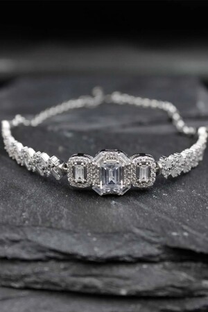 925 Sterling Silber Baguette-Stein-Armband Ads16598 - Else Silver