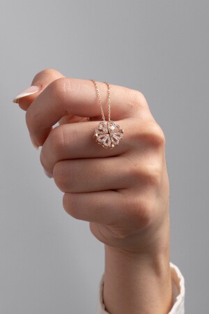 925 Sterling Silber faltbare magnetische Baguette-Stein-4-Blatt-Klee-Halskette Essakly643 - ESSARE