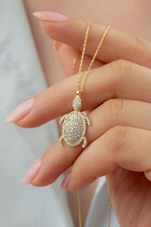 925 Sterling Silber Gold Schildkröte Halskette 688050 - SILVANO