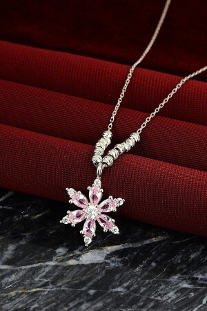 925 Sterling Silber Kette Dorica Kugel rosa Stein Lotus Kamelie Blume Halskette DDD-999-1670241832 - KAR DİAMOND