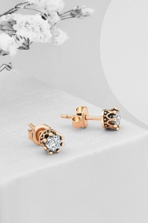 925 Sterling Silber Kronenmodell Einzelstein 4. 5 mm große, mit Nieten besetzte Rosenohrringe - Jelux Silver