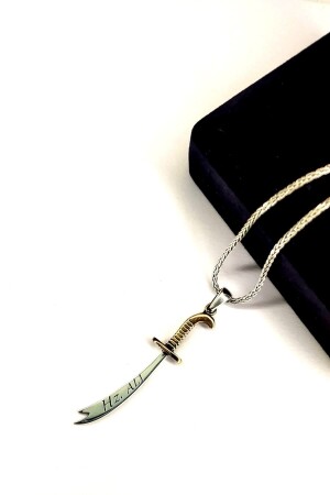 925 Sterling Silber Oxidkette Doppel-Wege-Zulfiqar-Halskette Hz.Ali PRY-GMS-0183 - Piraye Silver