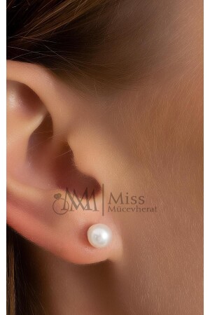 925 Sterling Silber Perlenohrring 5 mm - Bymissmücevherat