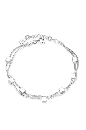 925 Sterling Silber Quadratisches Damen-Silberarmband Mi-1153=Quadratisches Armband BM - KUMİ